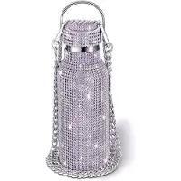 Melitt Diamant-Wasserflasche Aus Edelstahl, Tragbar, Glitzernd, Strass-Wasserflasche, Crossbody, Bling-Thermoflasche, 600 Ml, F