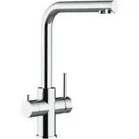 VIZIO 5 Wege Wasserhahn Küchenarmatur Edelstahl Massiv mit 360° Schwenkbarem L Auslauf Hochglanz Poliert