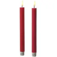 441 Adilina 2x LED Stabkerzen LINA Rustik-Optik Echtwachs H: 24cm in rot | Gr.: onesize