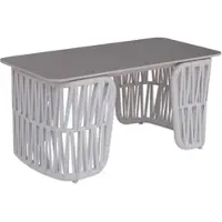 Mendler Loungetisch HWC-P90, Gartentisch Balkontisch Outdoor, Seilgeflecht Rope Sinterstein 43x90x45cm hellgrau, Platte grau