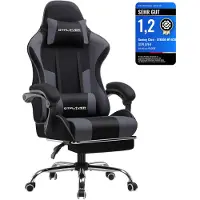 GTPLAYER Bürostuhl Gaming Stuhl Stoff Gaming Sessel Ergonomischer Gamer Stuhl mit Fußstütze, Kopfstütze Lendenkissen, Gepolstert Gaming Chair, grau