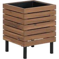 MCW Pflanzkasten P84 Quadratisch Stahl Akazie 43x33x33cm Hellbraun