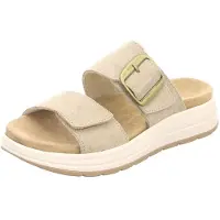 Rohde Damen Pantoletten Beige mit bequemem Fußbett und Schnallenverschluss