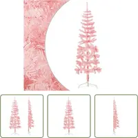 The Living Store Künstlicher Halb-Weihnachtsbaum mit Ständer Schlank Rosa 180 cm