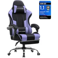 GTPLAYER Bürostuhl Gaming Stuhl Stoff Gaming Sessel Ergonomischer Gamer Stuhl mit Fußstütze, Kopfstütze Lendenkissen, Gepolstert Gaming Chair, lila