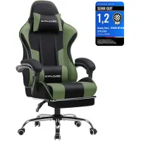 GTPLAYER Bürostuhl Gaming Stuhl Stoff Gaming Sessel Ergonomischer Gamer Stuhl mit Fußstütze, Kopfstütze Lendenkissen, Gepolstert Gaming Chair, grün