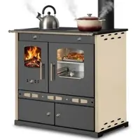 Prometey LTD Holzherd ECO LUX INOX Mit Edelstahlbackfach Creme Rechte Version