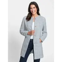 Lady WITT WEIDEN Longblazer in hellblau-ecru-kariert | Gr.: 40
