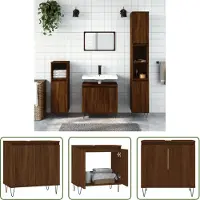 The Living Store Badschrank Braun Eichen-Optik 58x33x60 cm Holzwerkstoff