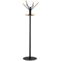 Proregal Garderobenständer mit schwerem Standfuß & Holzknöüfen | Höhe 180cm | Schwarz