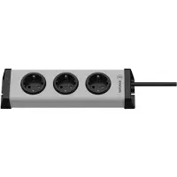 Ehmann 0200x00032303 Steckdosenleiste mit Schalter Silber, Schwarz Schutzkontak