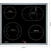NEFF M16SRF0L0, Schwarz, Integriert, 60 cm, Keramik, Glaskeramik, 4 Zone(n)
