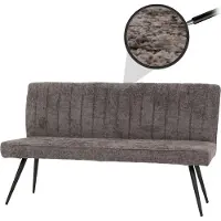 Mendler Sitzbank HWC-K16, Esszimmerbank Bank Polsterbank, Rückenlehne Stoff/Textil Chenille Metall 160cm grau-braun