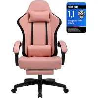 GTPLAYER Gaming Stuhl Ergonomischer Gaming Sessel Schreibtischstuhl PC Gamer Racing Stuhl mit Stoffoberfläche, Federsitzkissen mit Fußstütze orange