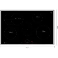 NEFF T58SHF1L0 N 70, Autarkes Kochfeld (schwarz/edelstahl, 80 cm)