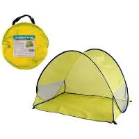 Teddies Strandzelt mit UV-Filter, 100 x 70 x 80 cm, selbstaufstellend, Polyester/Metall, rechteckig, gelb, in Stofftasche