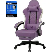 GTPLAYER Gaming Stuhl Ergonomischer Gaming Sessel Schreibtischstuhl Kunstleder, Federsitzkissen, Verbindungsarmlehnen und Fußstütze 150KG, lila
