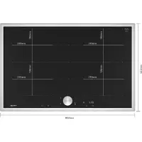 NEFF T68STY4L0, Schwarz, Edelstahl, Integriert, 80 cm, Zonen-Induktionskochfeld, Glaskeramik, 4 Zone(n)