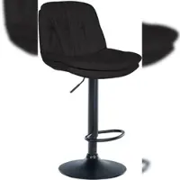 Décoshop26 - Hoher Hocker x1 für Küche und Bar mit weichem schwarzem Stoffsitz und schwarzem Metallgestell 10_0005983
