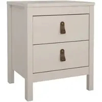 Wellhome - Nachttisch mit 2 Schubladen und Metall- oder Ledergriffen in der Farbe Beige-Grau 44 x 39 x 55 cm - Guadalquivir