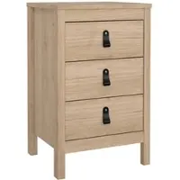 Wellhome - Nachttisch mit 3 Schubladen und Griffen in der Farbe Eiche 44 x 39 x 71 cm - Guadalquivir