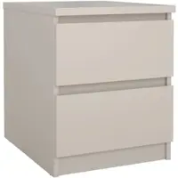 Wellhome - Nachttisch mit 2 Schubladen in der Farbe Beige-Grau 41 x 50 x 50 cm - Sil Cashmere