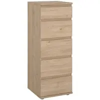 Wellhome - Schlafzimmerkommode mit 5 Schubladen in der Farbe Eiche 41 x 40 x 107 cm - Júcar Oak
