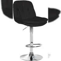 Décoshop26 - Hoher Hocker x1 für Küche und Bar mit weichem schwarzem Stoffsitz und verchromtem Metallgestell 10_0005984