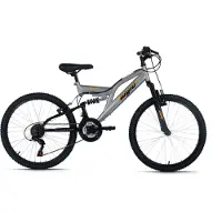 Wyld Gear Jugendfahrrad "Kinder-Mountainbike Fully 24 Zodiac grau 18 Gänge RH 38 cm" 18 Gang Shimano Tourney Schaltwerk Kettenschaltung