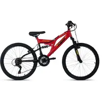 Wyld Gear Jugendfahrrad "Kinder-Mountainbike Fully 24 Zodiac rot 18 Gänge RH 38 cm" 18 Gang Shimano Tourney Schaltwerk Kettenschaltung