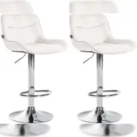 Décoshop26 - Set aus 2 ergonomisch geformten Drehhockern mit Ziernähten in cremefarbenem Samt und verchromtem Metallgestell 10_0006035