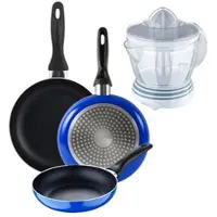 Bergner - Set aus 3 Pfannen Ø16/Ø20/Ø24 cm gepresstes Aluminium, geeignet für Induktion Blue Navy Paradise Entsafter NATURALLY 40 W, 1,2 L