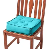 Homescapes SITZKISSEN türkis 40/40/10 cm – Stuhlkissen Baumwolle