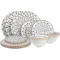 Cookinglife Geschirrset Noria 18-teilig / 6 Personen - 6 Speiseteller, 6 Frühstücksteller und 6 Schalen