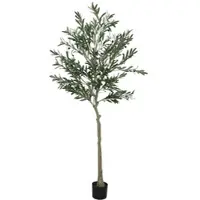 HOMCOM Kunstpflanze, Künstlicher Olivenbaum, 180 cm, 900 Blätter, 40 Oliven, stabiler Blumentopf, Dekorationspflanze, Grün