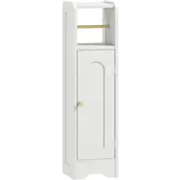 HOMCOM Kleiner Badezimmer-Schrank freistehender Toilettenpapierhalter mit verstellbarem Regal Nischen Weiß