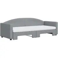 vidaXL Tagesbett Ausziehbar mit Matratze Hellgrau 80x200 cm Stoff