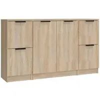 Helloshop26 - Buffet Sideboard Kommode Kleiderschrank Aufbewahrungsmöbel Organizer für Küche Wohnzimmer Lounge 3-teilig Sonoma 02_0037110