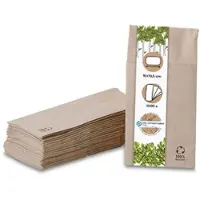 Biozoyg 250 Stück Papierservietten 10 x 19,5 cm ungebleichte Einwegservietten, Recycling-Papierservietten, 2-lagig für Besteck, Gastroservietten