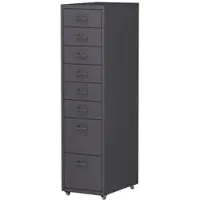 Helloshop26 - Büroschrank/Aufbewahrungseinheit auf Rollen mit 8 Schubladen 109 x 28 x 41 cm dunkelgrau 03_0009112