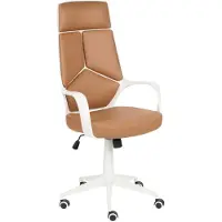 Beliani Bürostuhl Sandbeige u. Weiß Kunstleder Höhenverstellbar Drehbar mit Armlehnen Bremsbaren Rollen Modern Arbeitszimmer Drehstuhl Arbeitsstuhl