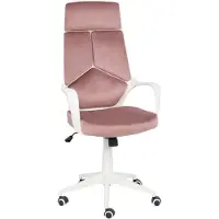 Beliani Bürostuhl Pastellrosa u. Weiß Samt Höhenverstellbar Drehbar mit Armlehnen Bremsbaren Rollen Modern Arbeitszimmer Drehstuhl Arbeitsstuhl