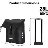 Wiltec Fahrrad-Trolley Gepäckträgertasche schwarz 30 x 15 x 39 cm mit 28 l Stauraum Fahrradtasche und Trolley in einem