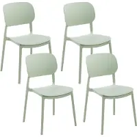 Beliani Gartenstuhl 4er Set Hellgrün Kunststoff Stapelbar mit Lehne ohne Armlehnen Modern Outdoor Balkon Terrasse Garten Kunststoffstuhl Plastikstuhl