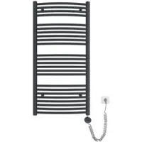 Emke Elektrischer Badheizkörper Gebogen mit Thermostat Handtuchtrockner mit Heizstab 120x50cm 600W Anthrazit