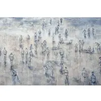 Erismann Maritime Tapete in Blau Beige Vlies Fototapete mit Menschen Am Strand Ideal für Schlafzimmer Kunst Bildtapete im Gemälde Stil Ausgefallen