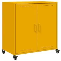 Helloshop26 - Buffet Sideboard Kommode Kleiderschrank Aufbewahrungsmöbel Organizer Küche Wohnzimmer Lounge Senfgelb 68,5 x 39 x 72 02_0035706