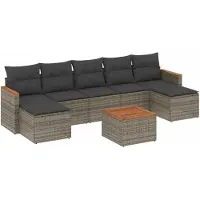 vidaXL 8-tlg. Garten-Sofagarnitur mit Kissen Grau Poly Rattan