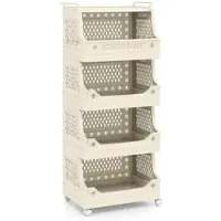 Helloshop26 - Wäschekorb auf Rollen 44,5 x 29,5 x 52,5 cm mit 5 stapelbaren Ebenen und feststellbaren Rollen beige PP 20_0018378