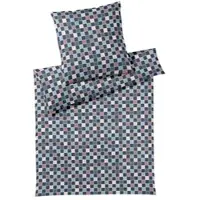 Elegante Interlock Jersey Bettwäsche Scrabble 140x200 cm + 70x90 cm nachtblau